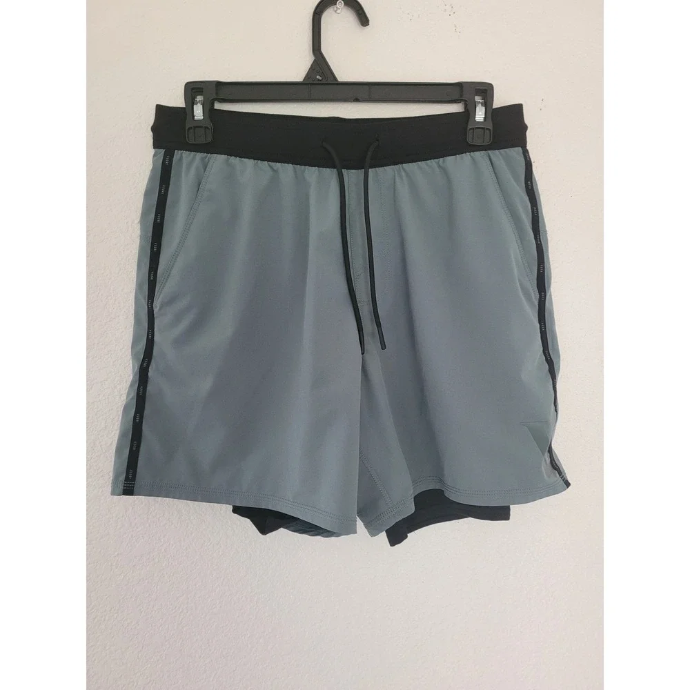 Vuori Mens Kore Shorts Blue Grey 2-in-1 Athletic Running Training Size S #P2